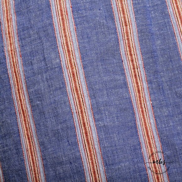 A.L.C. Striped V Neck Short Sleeve Linen Blend Long Tunic - Picture 7 of 9
